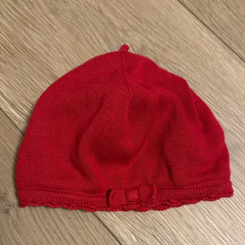 Janie and Jack Bright Red French beret style Knit Hat 6-12 months